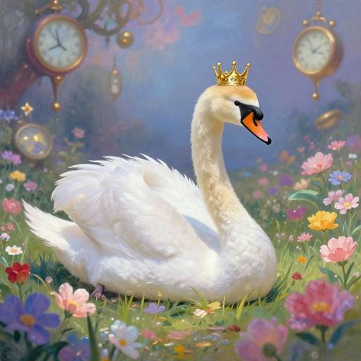 Regal Swan in Dreamlike Fantasy