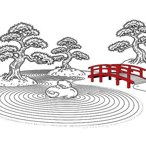 Peaceful Japanese Zen Garden Coloring