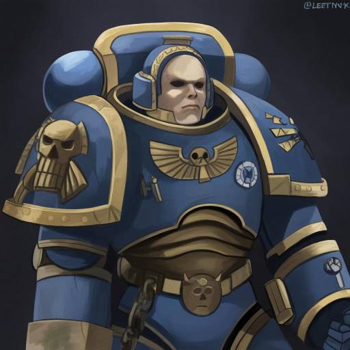 Illustration of Adeptus astartes, warhammer 40k in the style of Diva (hyxpk)