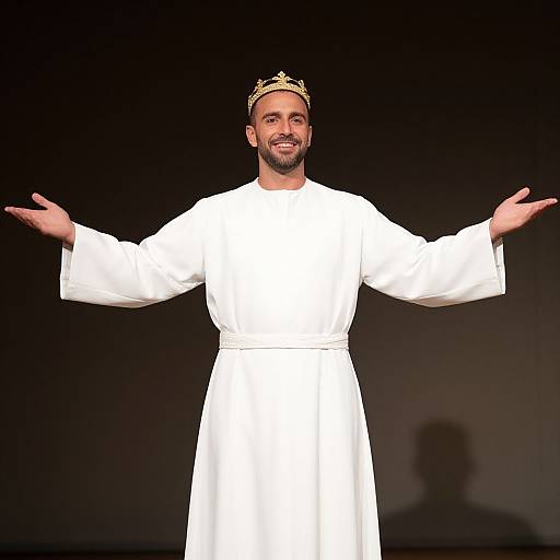 Man in White Robe with Crown