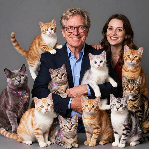 Psychedelic Professor with Shimmering Kittens