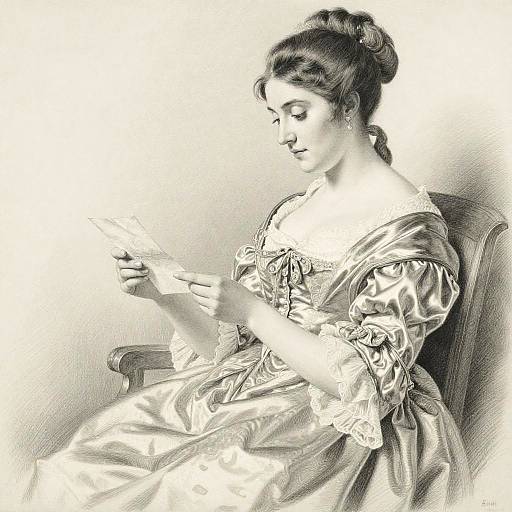Elegant Pencil Portrait of Thoughtful Lady