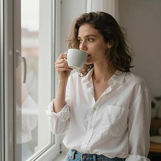 Intimate Morning Coffee Portrait at Home