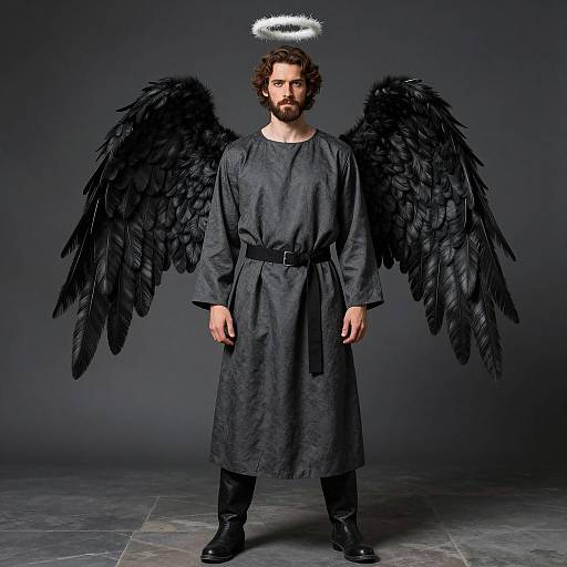 Man in Black Angel Costume