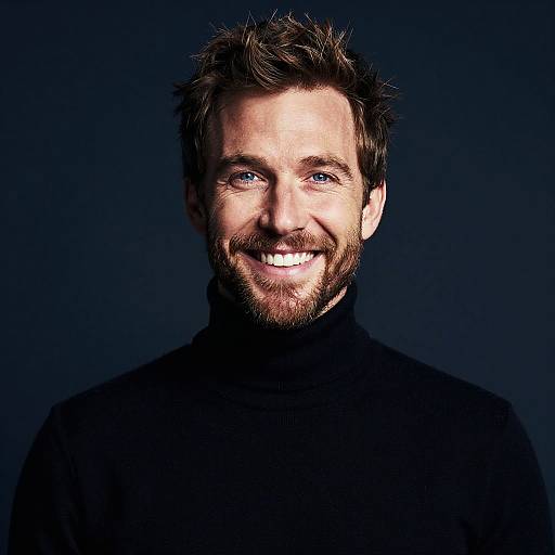 Smiling Man in Black Turtleneck