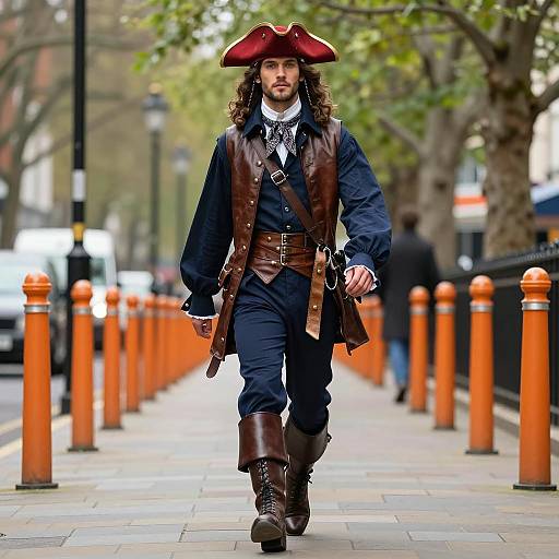 Stylish British Icon in Pirate Costume