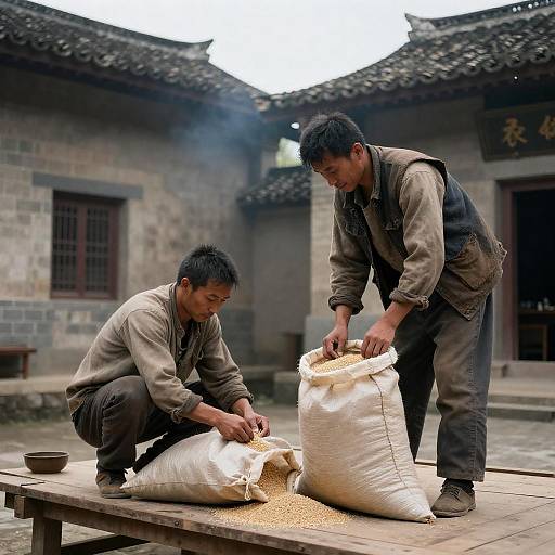 Rustic Grain Sorting Scene Photograph