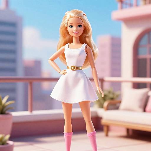 Ultra-Realistic Blonde Barbie Rooftop