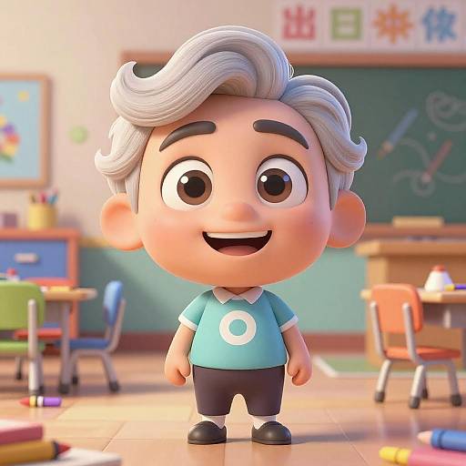 3D Cartoon Retired Superhero Kindergarten Teacher