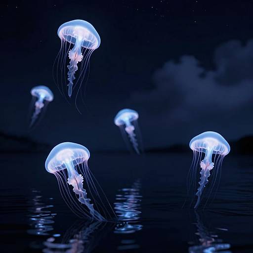 Ethereal Jellyfish Under Starlit Sky