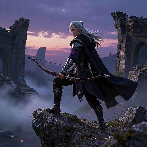 Drow Ranger at Twilight Cliff Edge