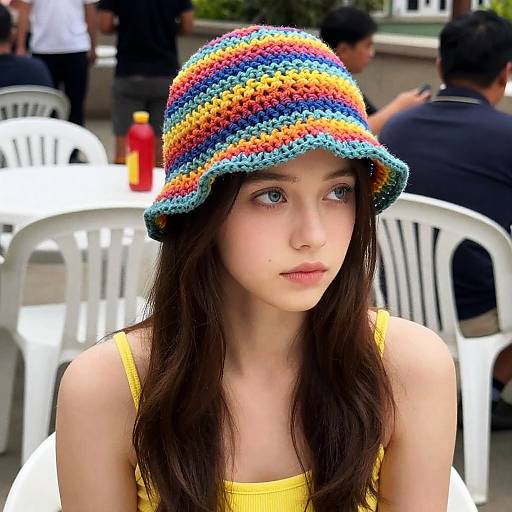 Young Woman in Colorful Summer Attire