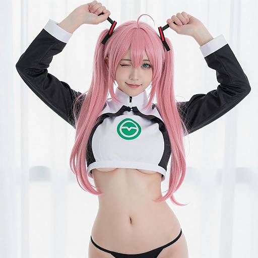 Cosplay Girl with Pink Twin Tails