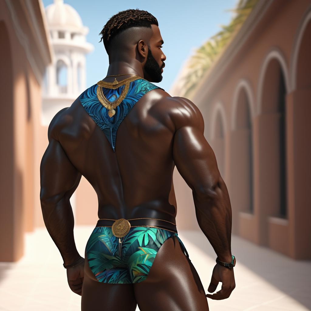 Elegant Portrait of Muscular Caribbean Man