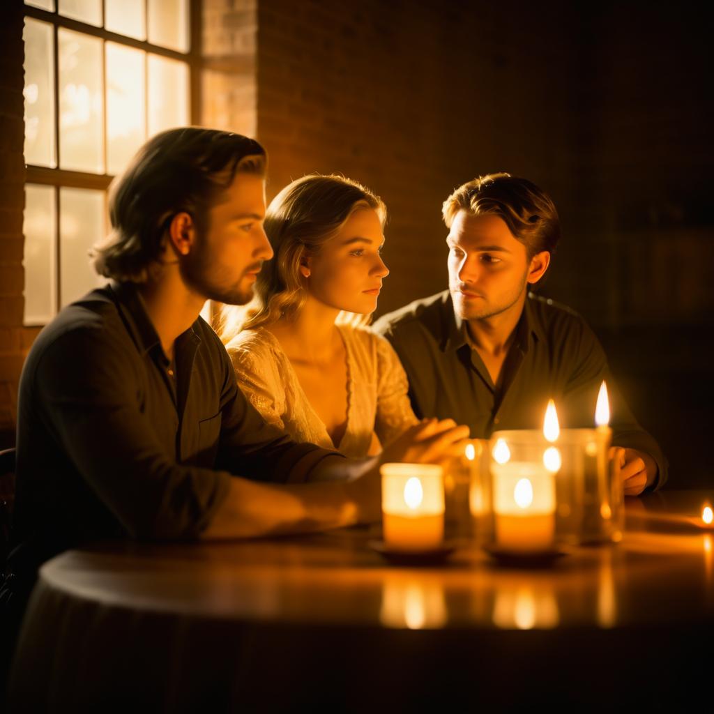 Vintage Candlelit Portrait of Young Couple