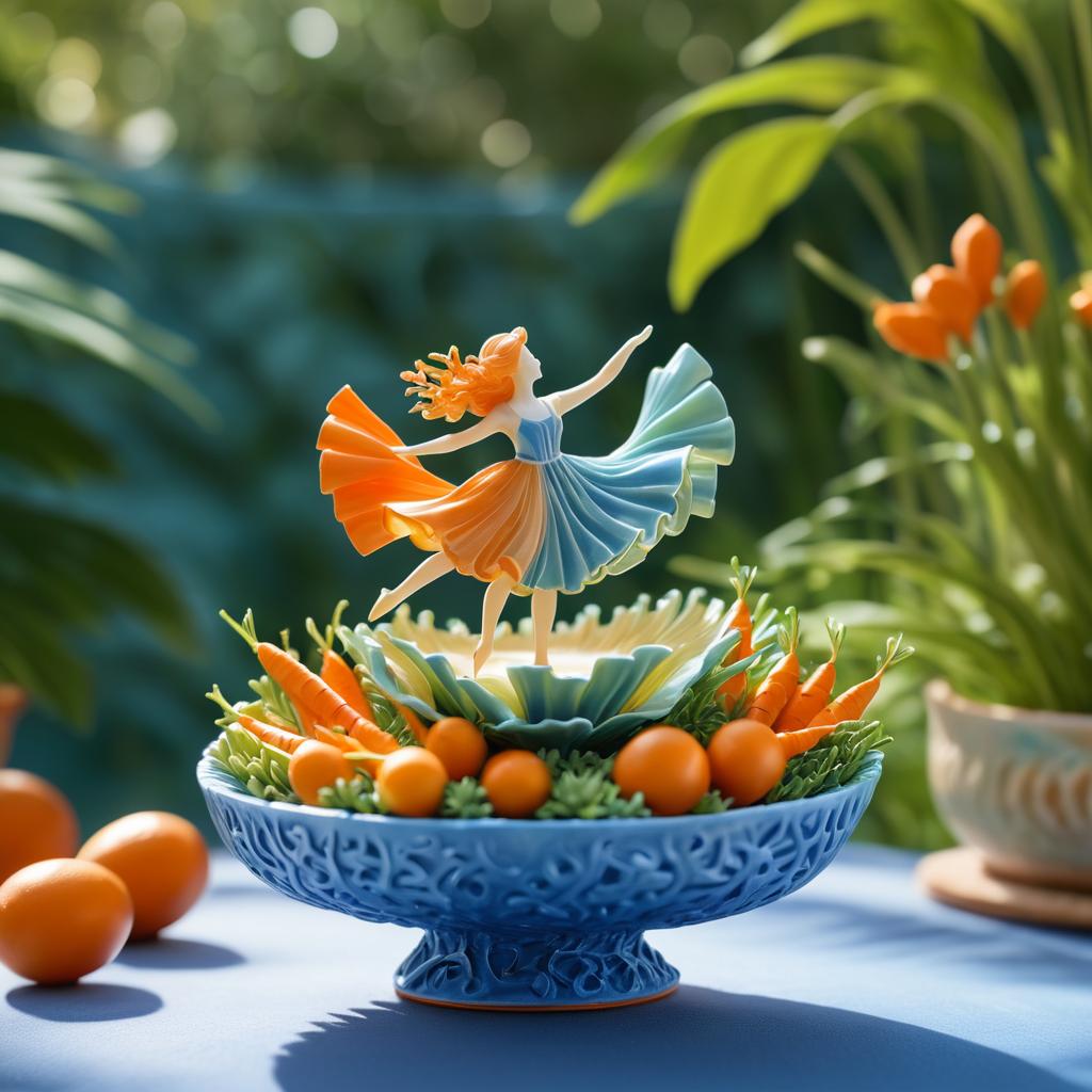 Whimsical Carrot Dancer in Enchanted Garden