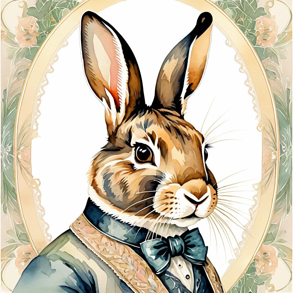 Victorian Style Vintage Rabbit Portrait