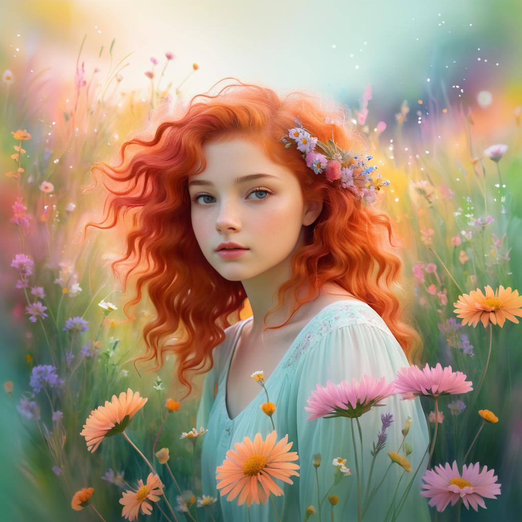 Dreamy Pastel Portrait of a Young Girl