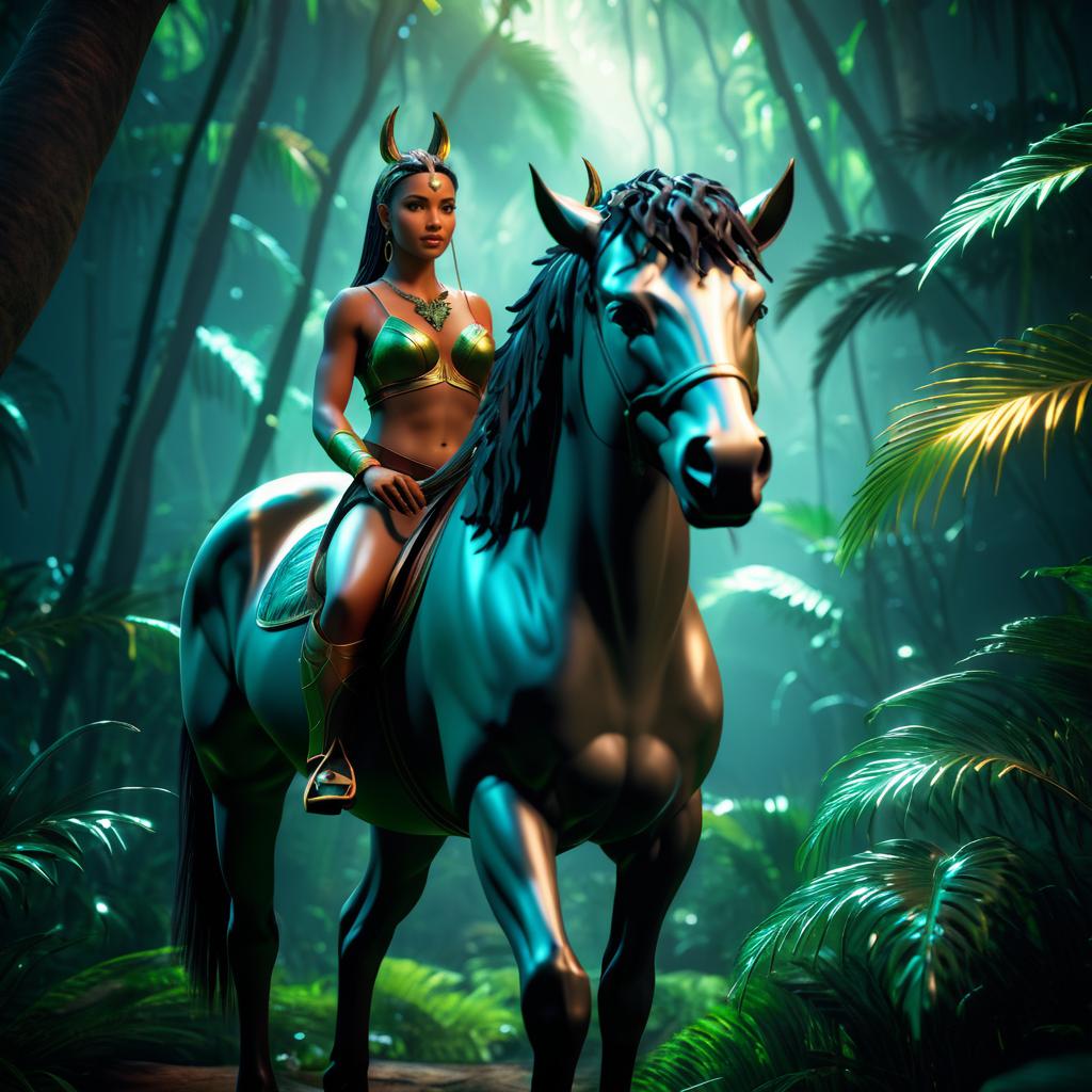 Mystical Centaur Portrait in Jungle