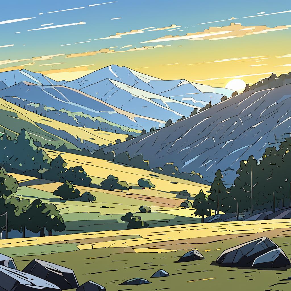 Sunny Rocky Highlands in Cel Shading