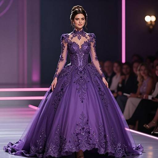 Elegant Woman in Purple Prom Dress
