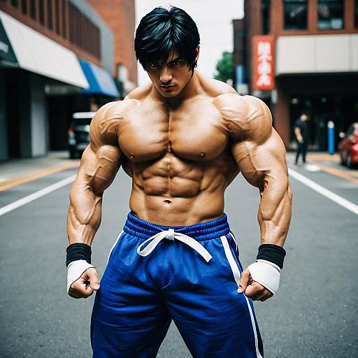 Muscular Male Street Fighter Cosplay