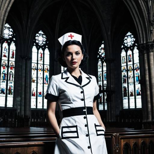 Retro Nurse Fashion in Gothic Setting