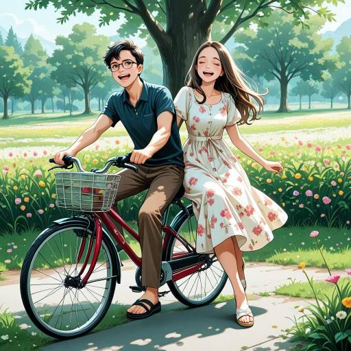 Outdoor Bike Ride with Floral Elements