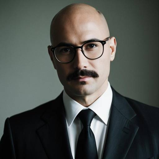Bald Man with Mustache in Formal Suit