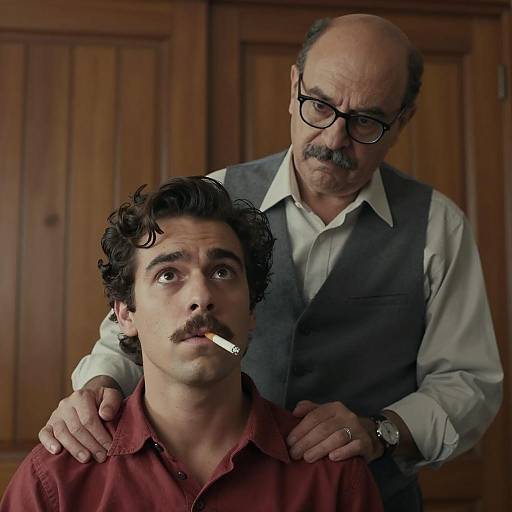 Surprised Encounter in a Rustic Room