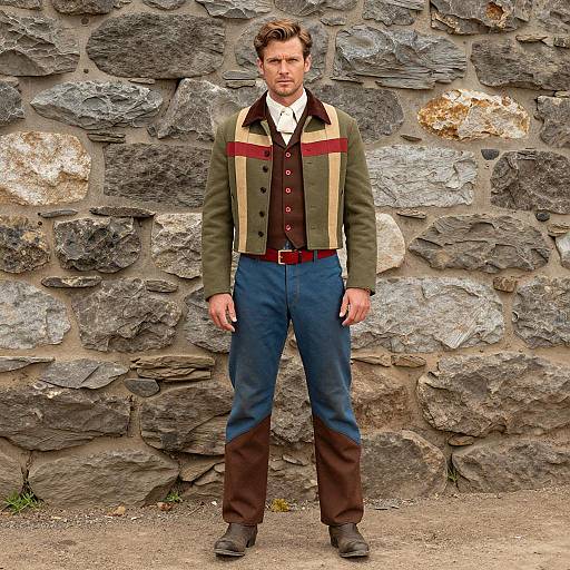 Man in Vintage Western-Style Outfit