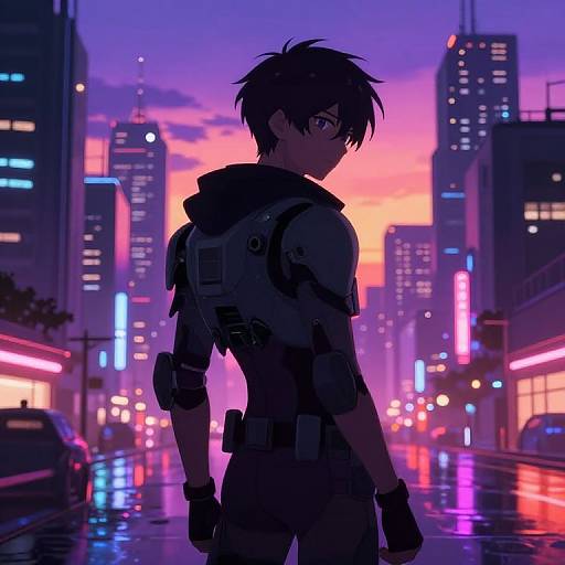 Futuristic Anime Cityscape at Dusk