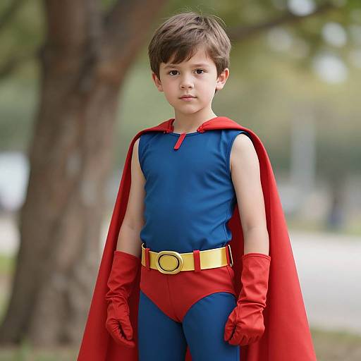 Muscular Superhero in Red Cape