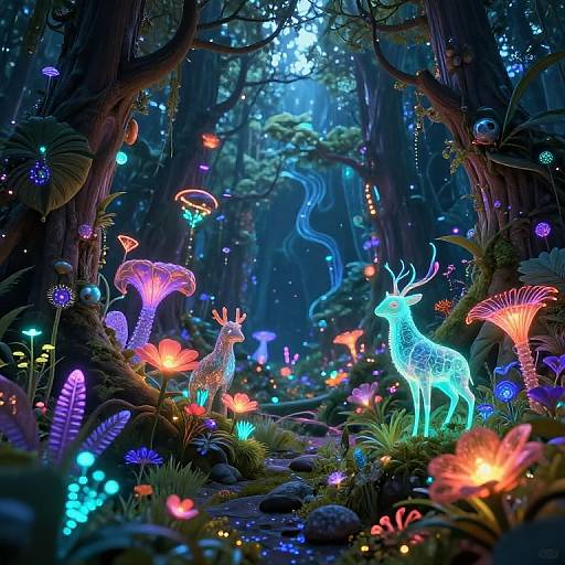 Surreal AI-Generated Bioluminescent Forest