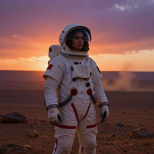 Cinematic Woman Astronaut on Mars