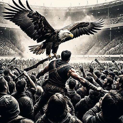 Male Ranger Battling Eagle in Arena