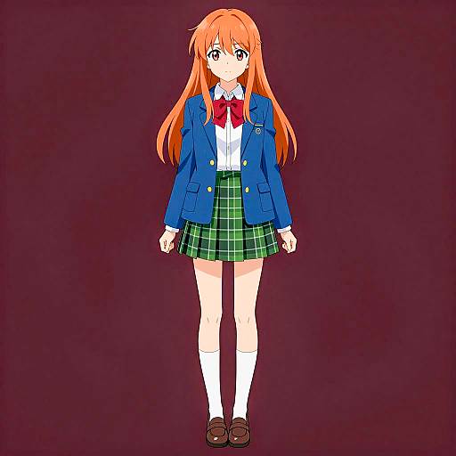 Anime Illustration of Stylish School Girl