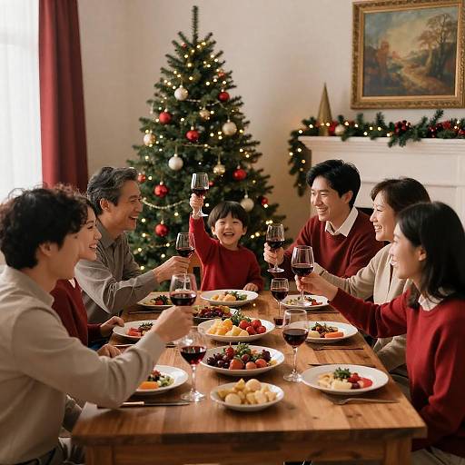 Warm Family Christmas Dinner Celebration