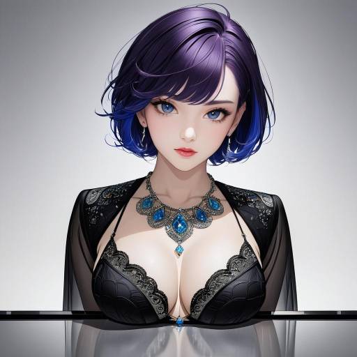 Confident Woman in Black Lingerie with Jewelry