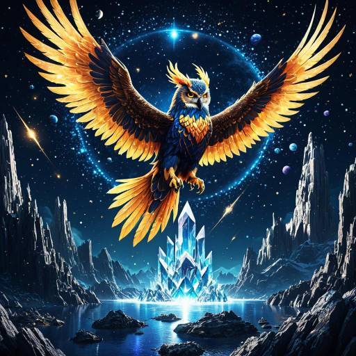 Majestic Celestial Phoenix and Mystic Owl in Outer Space