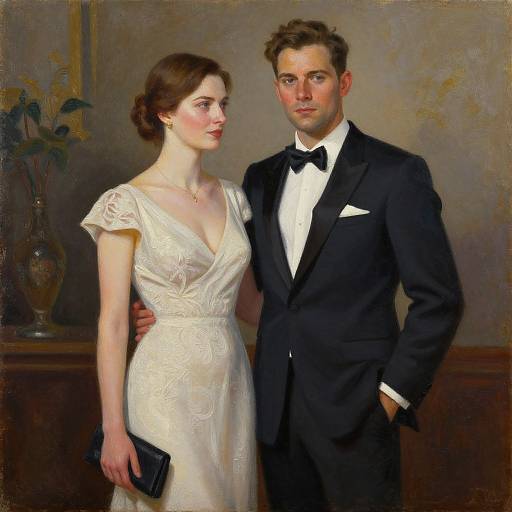 Custom Oil Portrait of Elegant Couple