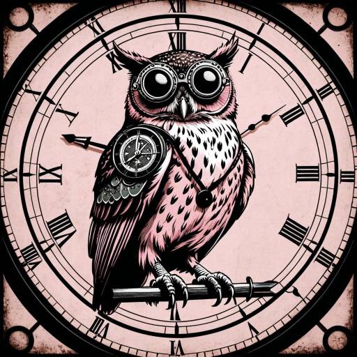 Steampunk Owl on Vintage Clock