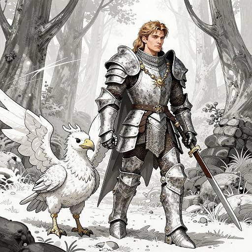 Stoic Dragon Knight and Griffon Chick
