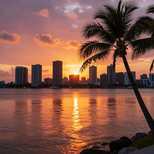 Miami Sunrise Over Ocean Skyline