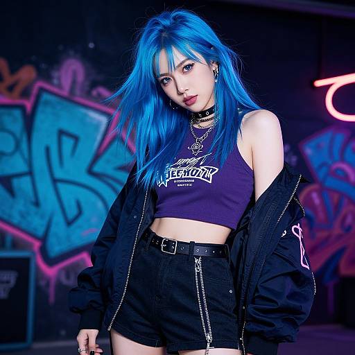 Electric Blue Baddie Urban Wallpaper