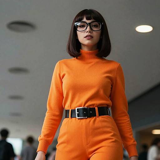 Dramatic Low-Angle Velma Cosplay Shot