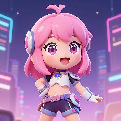 Vibrant Anime Girl in Futuristic City