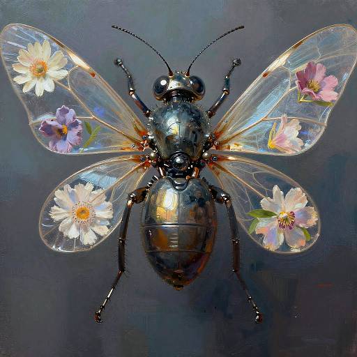 Cyberpunk Mechanical Insect Portrait