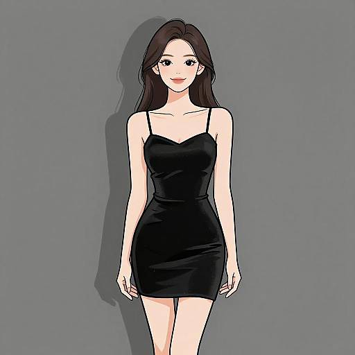 Chic Woman in Black Velvet Dress