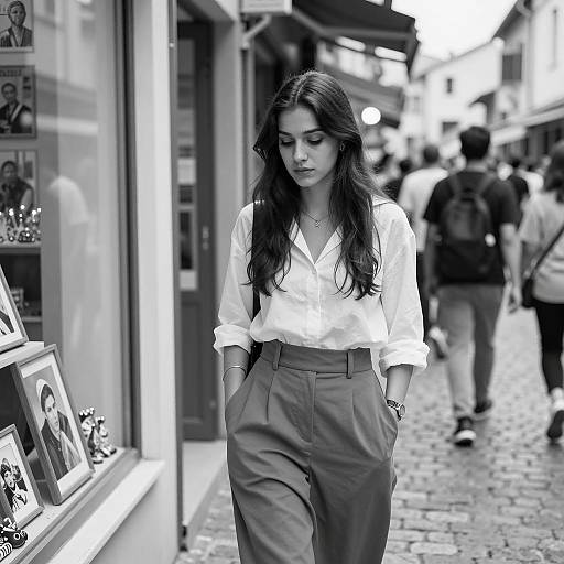 Elegant Young Woman in Urban Scene